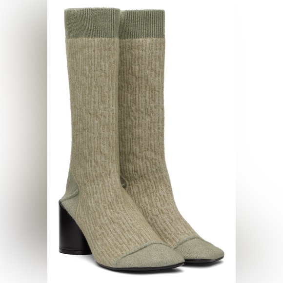MM6 Maison Margiela Gray Knit Tabi Boots - Picture 5 of 5